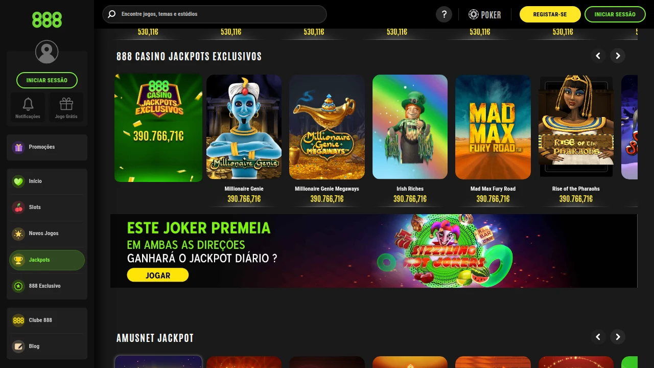 Jackpots exclusivos e promoções no casino 888 — licenciado pelo SRIJ