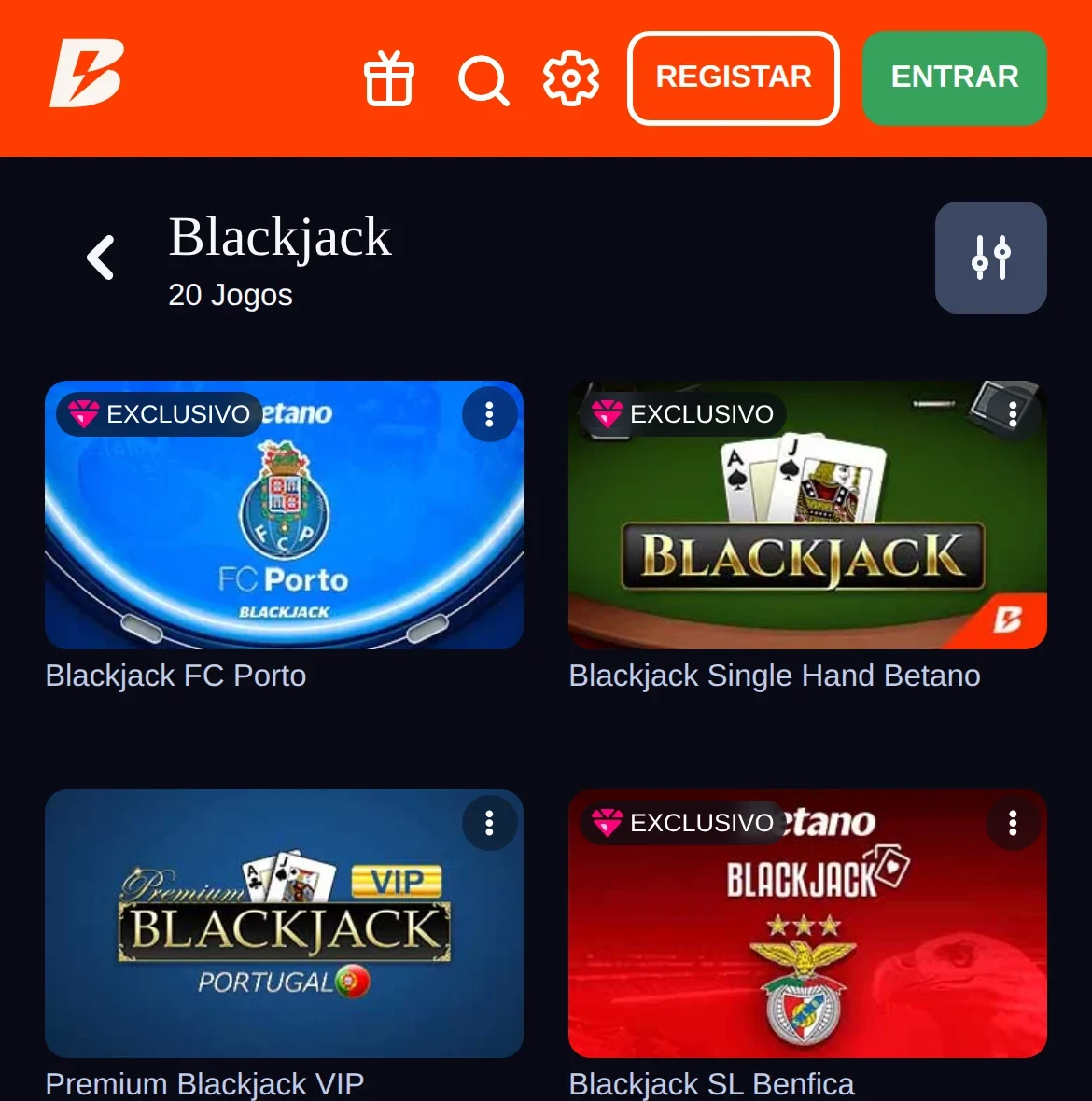 Blackjack no casino Betano no telemóvel — licenciado pelo SRIJ