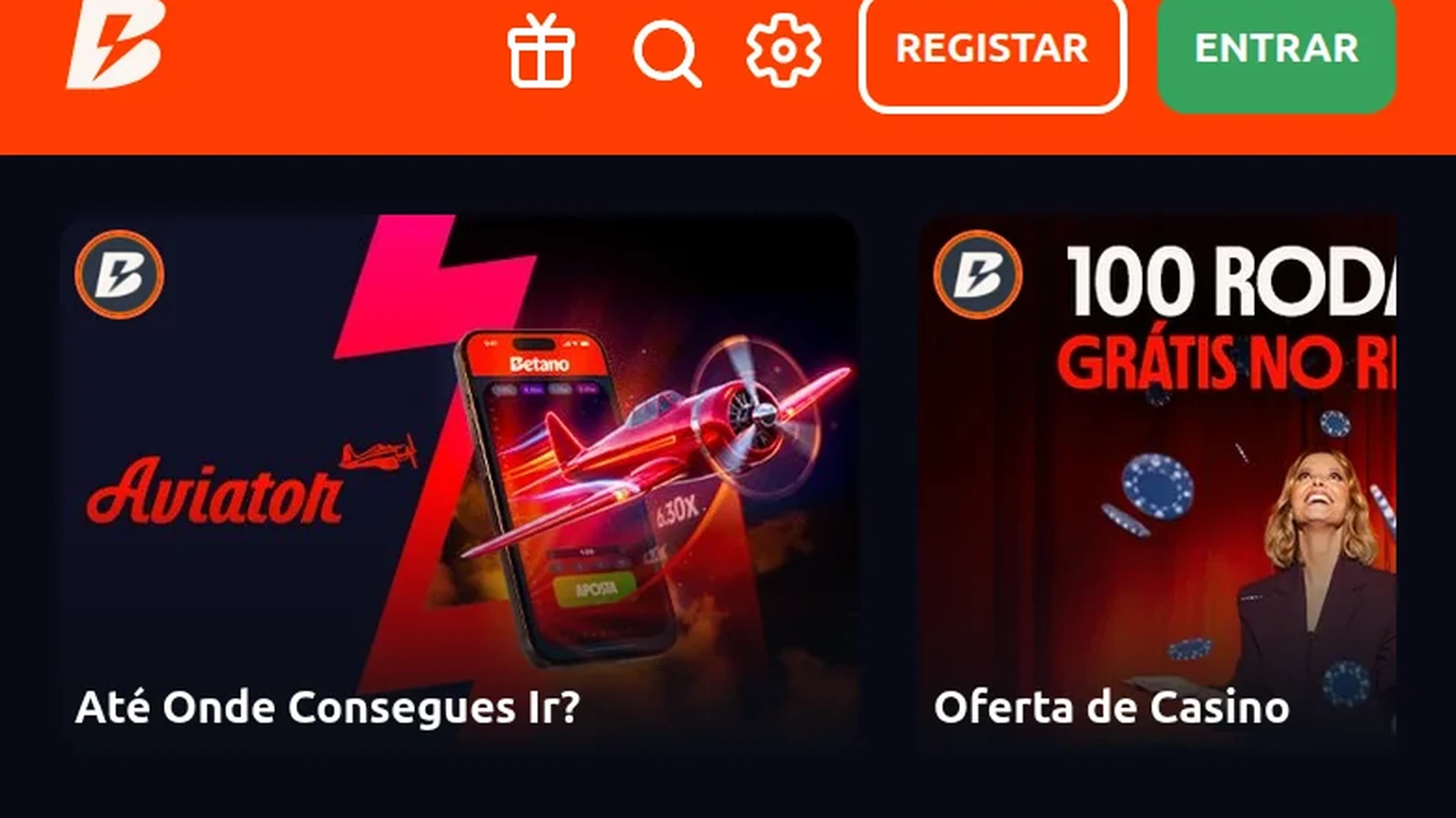 Lobby de casino da Betano — licenciado pelo SRIJ