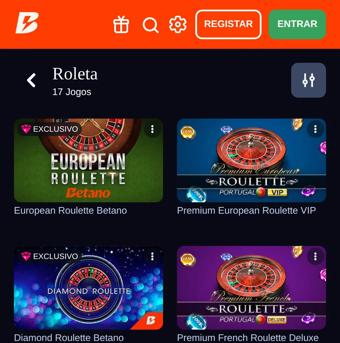 Roleta no casino Betano no telemóvel — licenciado pelo SRIJ