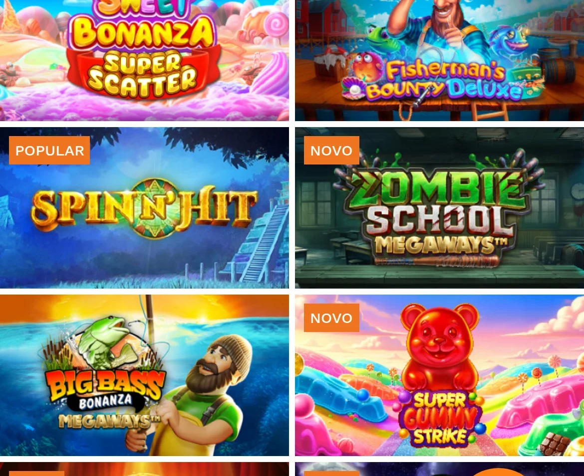 Jogos populares e novidades no casino da NossaAposta.pt no telemóvel, com as etiquetas Popular e Novo — operador licenciado pelo SRIJ