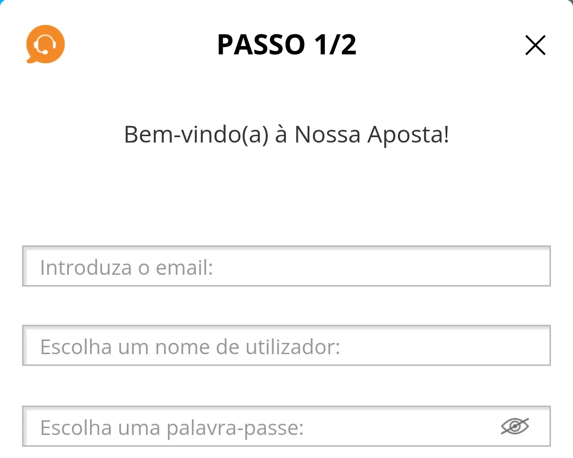 Primeiro passo do registo de conta num casino online licenciado pelo SRIJ, no telemóvel