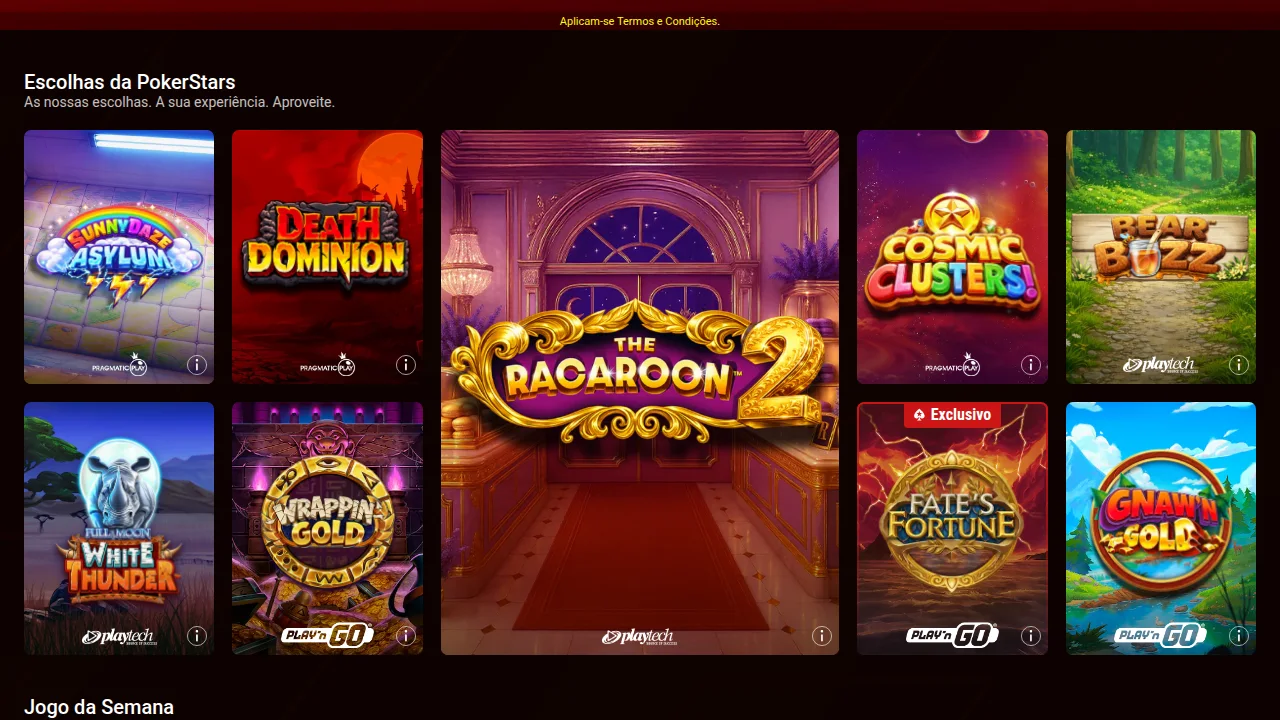Jogos em destaque escolhidos pela PokerStars — licenciado pelo SRIJ