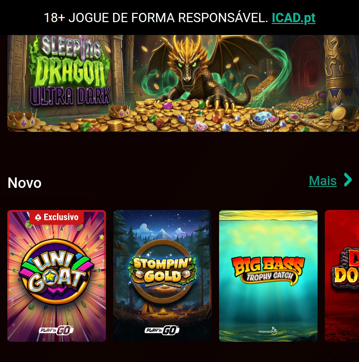 Novos jogos em destaque no casino da PokerStars.pt no telemóvel, com títulos exclusivos e os estúdios Play'n GO e Pragmatic Play — operador licenciado pelo SRIJ