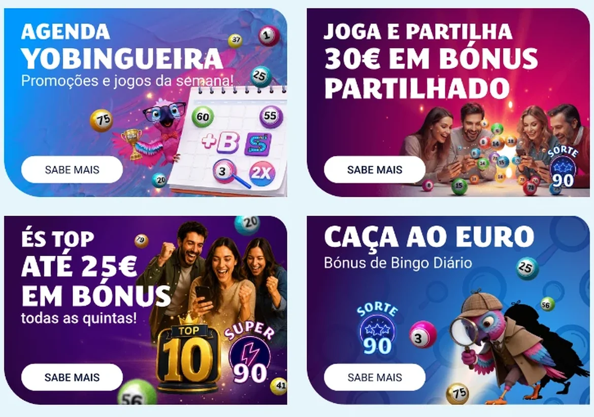 Bónus de boas-vindas e promoções no YoBingo, licenciado pelo SRIJ